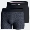Lot de 2 boxers en coton stretch micro-motifs graphiques bleu foncé