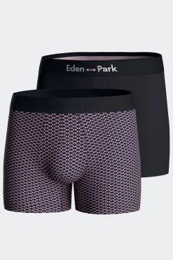 Lot de 2 boxers en coton stretch micro-motifs graphique rose