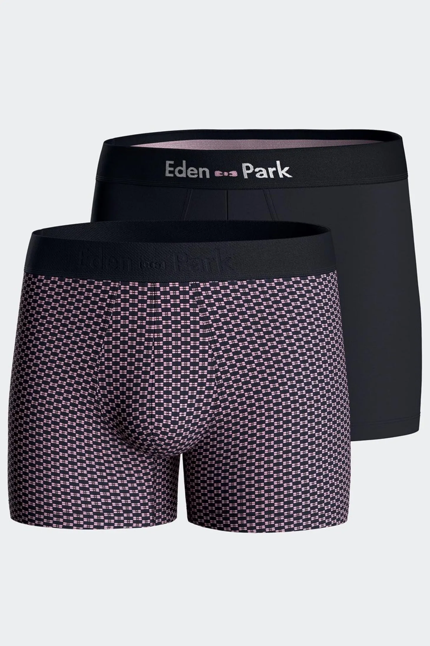 Lot de 2 boxers en coton stretch micro-motifs graphique rose