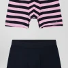 Lot de 2 boxers en coton stretch uni et cerclé rose