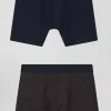 Lot de 2 boxers en coton stretch micro-motifs graphiques marron