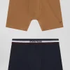 Lot de 2 boxers en coton stretch élastique tricolore camel