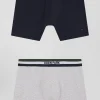 Lot de 2 boxers en coton stretch élastique tricolore gris