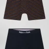 Lot de 2 boxers en coton stretch marron et rayé