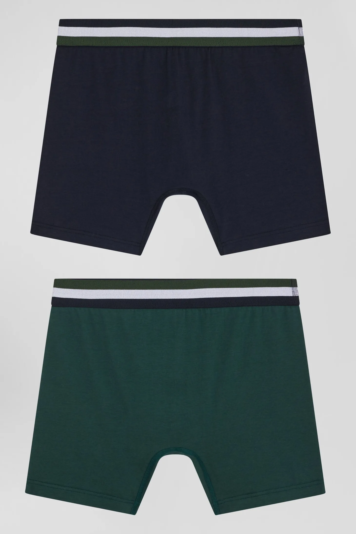 Lot de 2 boxers en coton stretch élastique tricolore vert