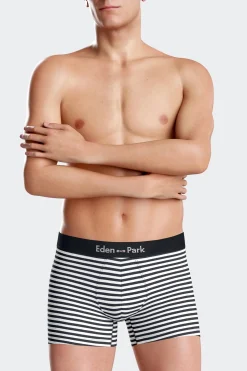 Lot de 2 boxers en coton stretch blanc et rayé