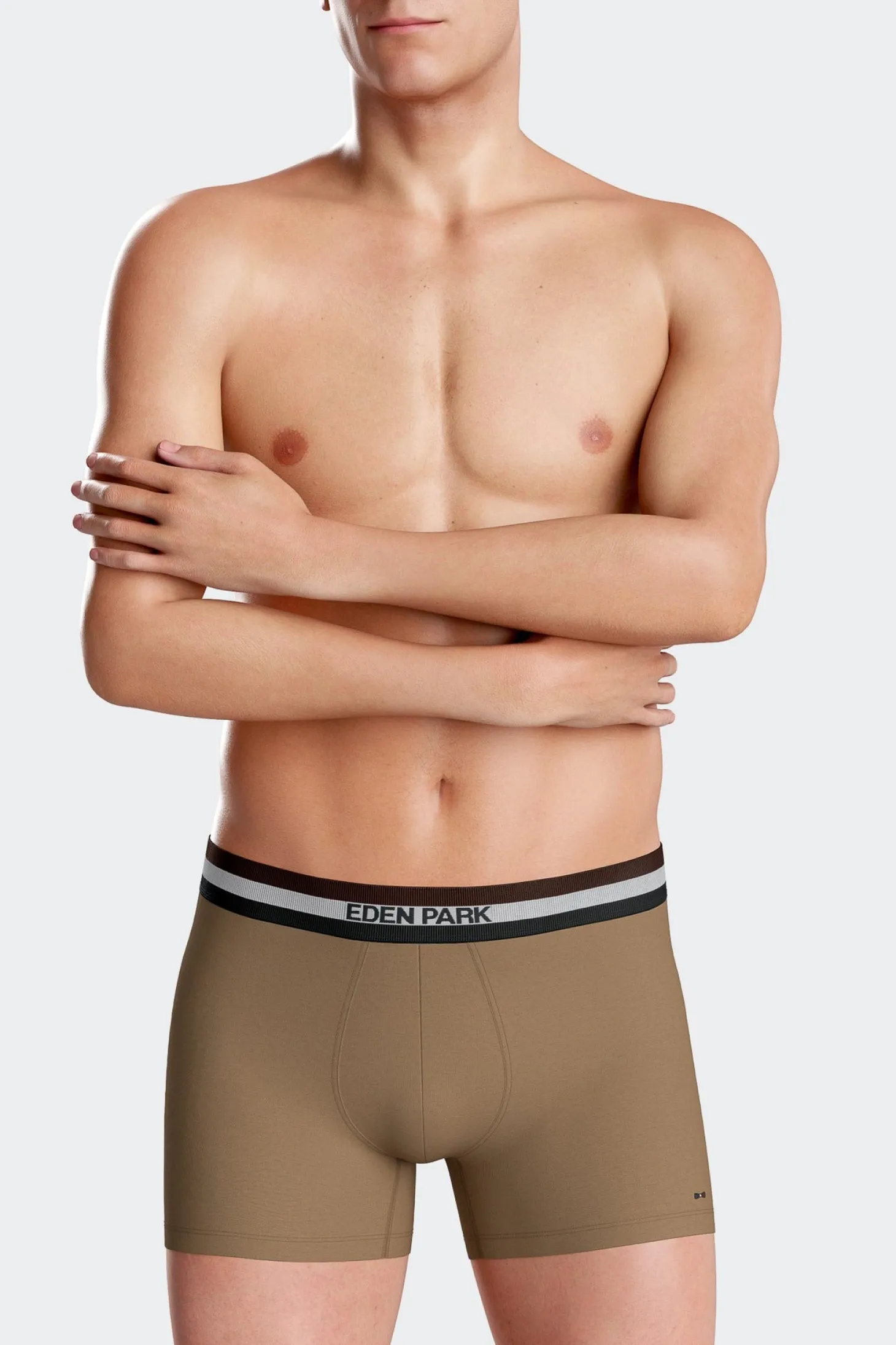 Lot de 2 boxers en coton stretch élastique tricolore camel