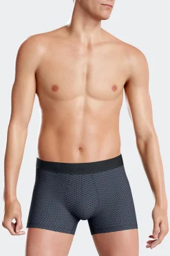 Lot de 2 boxers en coton stretch micro-motifs graphiques bleu foncé