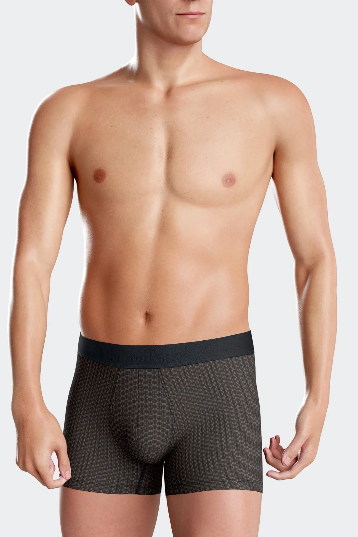 Lot de 2 boxers en coton stretch micro-motifs graphiques marron