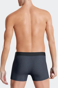 Lot de 2 boxers en coton stretch micro-motifs graphiques bleu foncé