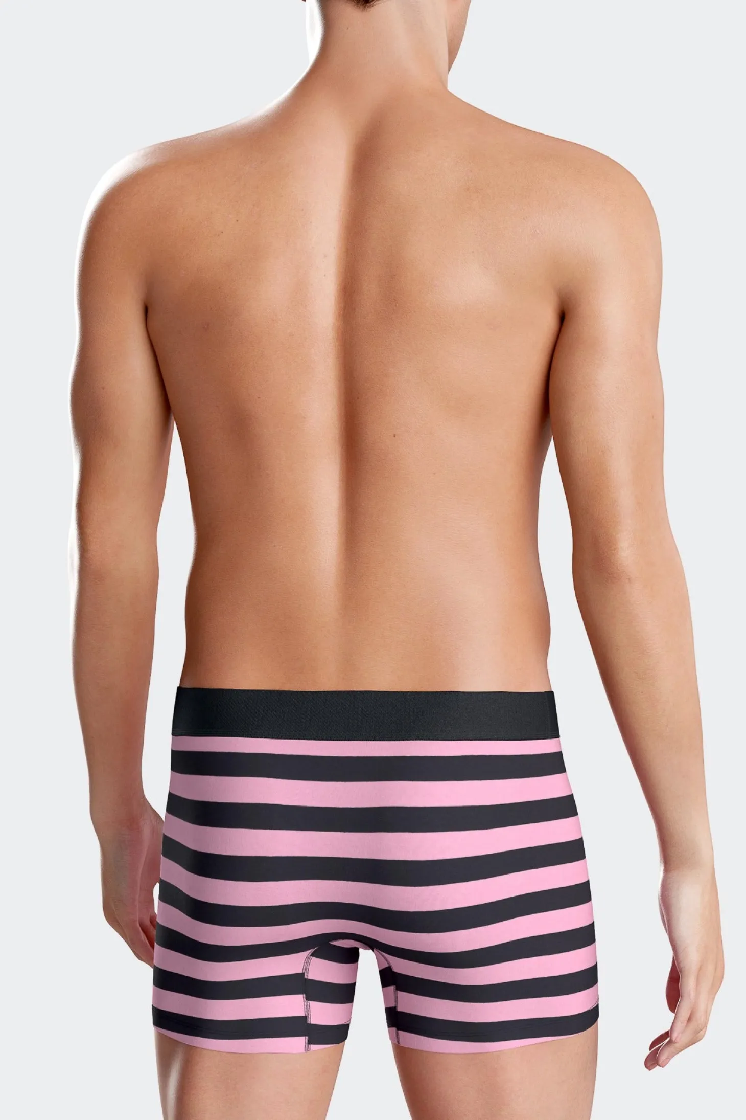 Lot de 2 boxers en coton stretch uni et cerclé rose