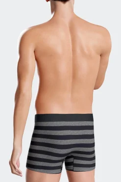 Lot de 2 boxers en coton stretch uni et cerclé gris anthracite