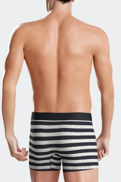 Lot de 2 boxers en coton stretch uni et cerclé gris