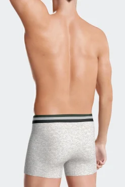 Lot de 2 boxers en coton stretch élastique tricolore gris