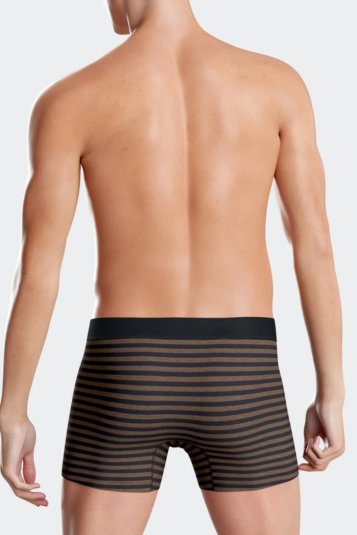 Lot de 2 boxers en coton stretch marron et rayé