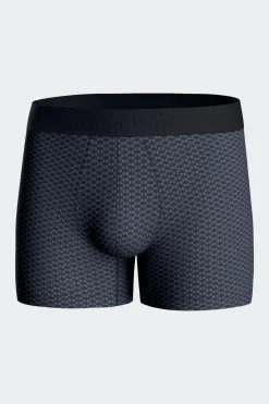 Lot de 2 boxers en coton stretch micro-motifs graphiques bleu foncé