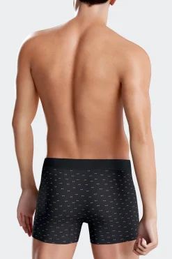 Lot de 2 boxers en coton stretch uni et micro-motifs bleu marine