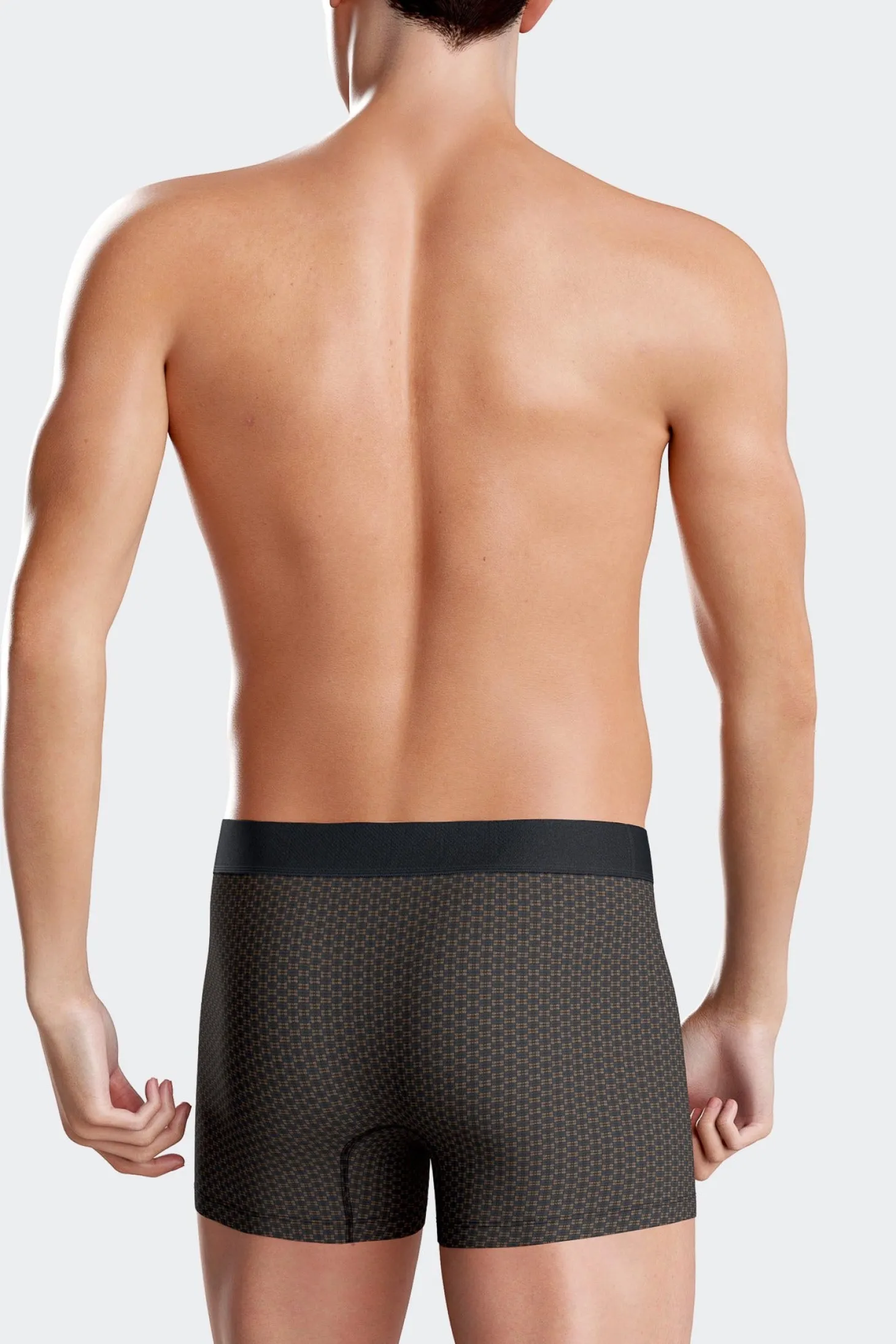 Lot de 2 boxers en coton stretch micro-motifs graphiques marron