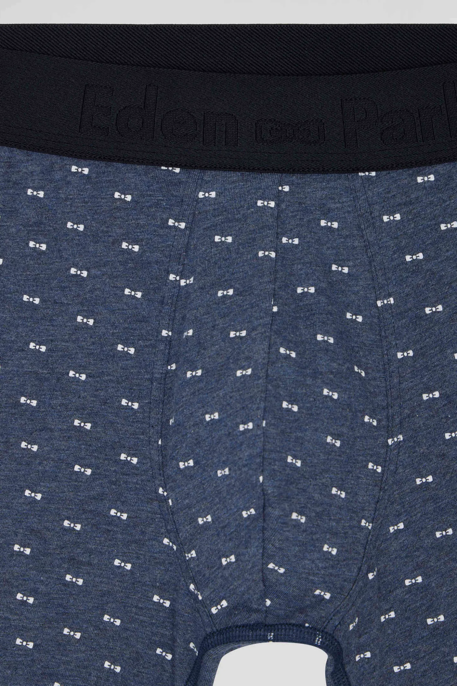 Lot de 2 boxers en coton stretch uni et micro-motifs bleu foncé
