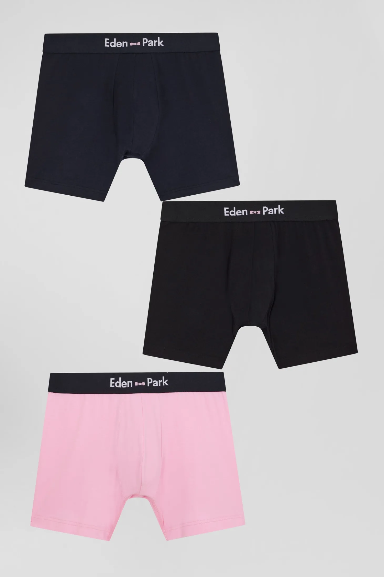 Lot de 3 boxers unis en coton stretch rose