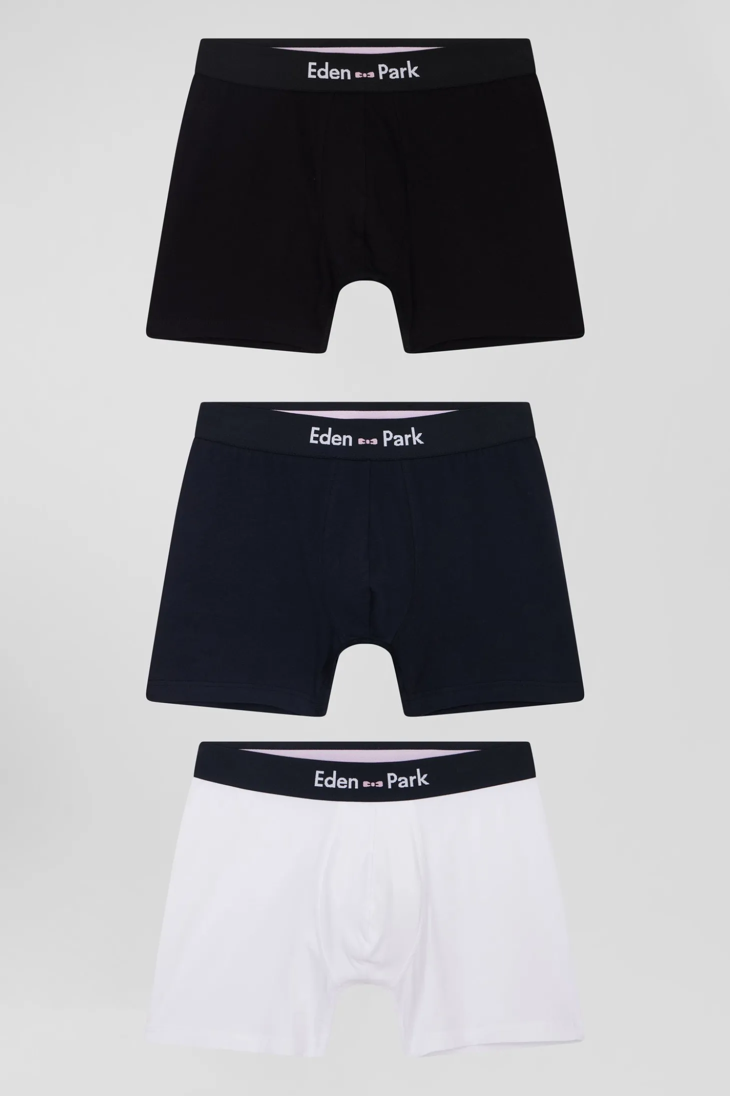 Lot de 3 boxers unis en coton stretch blanc