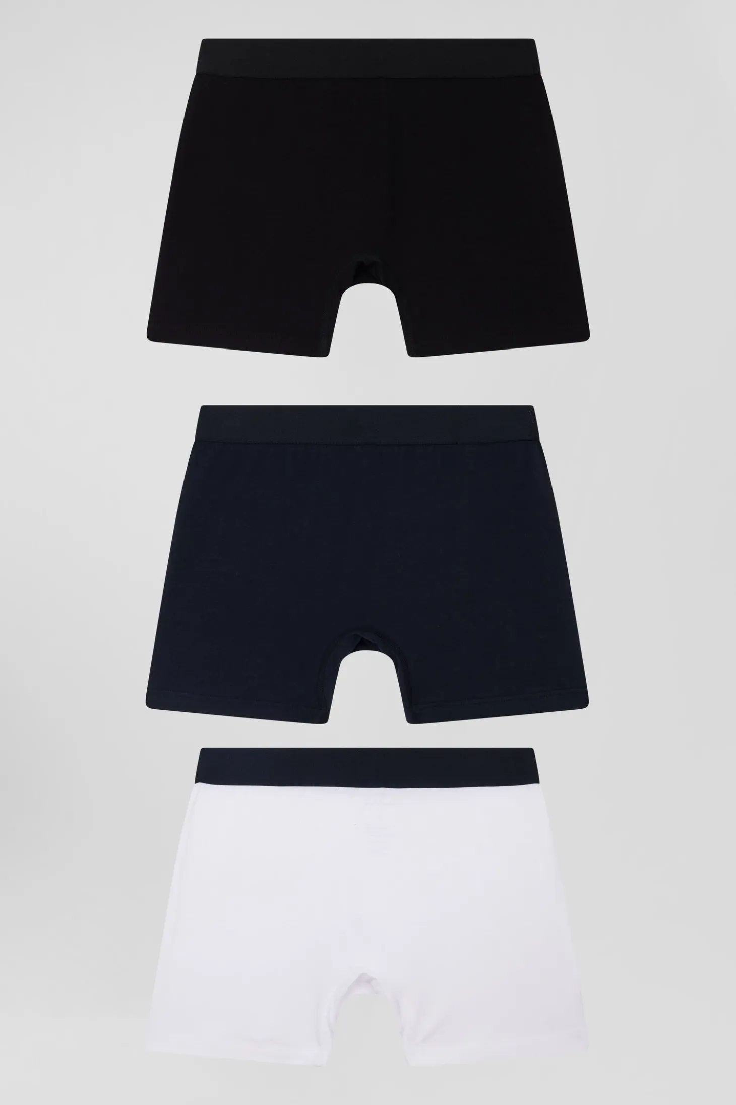 Lot de 3 boxers unis en coton stretch blanc