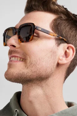 Lunette de soleil carrées en acétate marron
