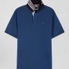 Maillot en coton bleu foncé col contrasté coupe Regular