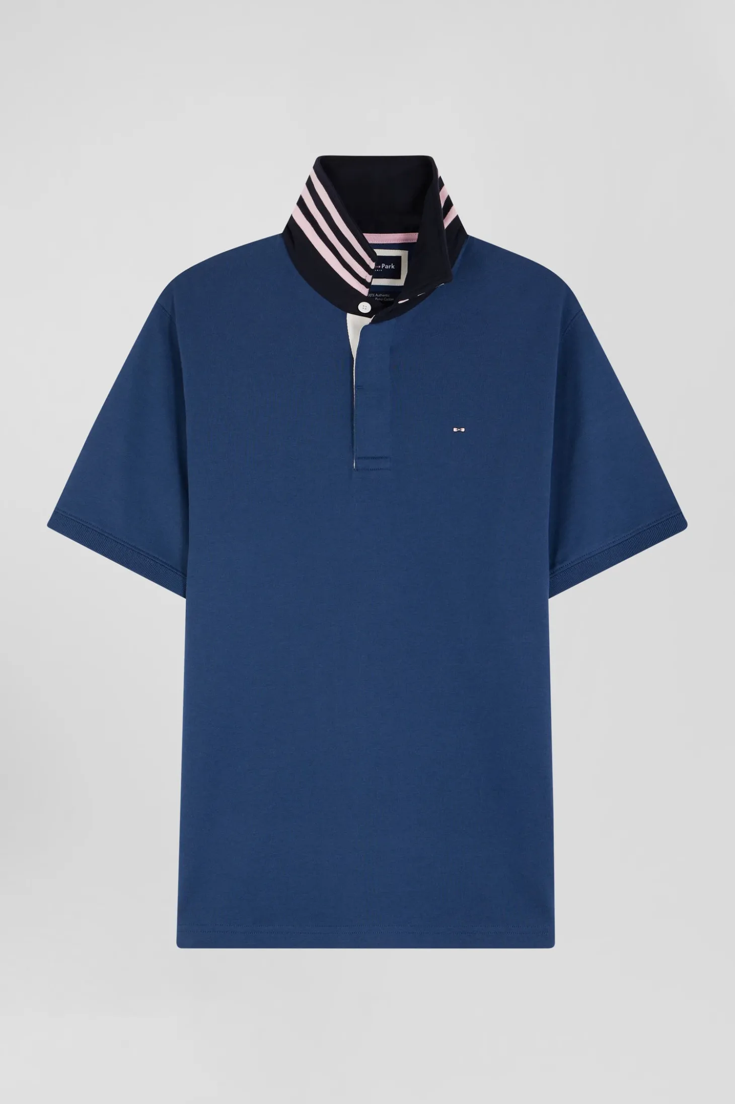 Maillot en coton bleu foncé col contrasté coupe Regular