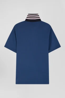 Maillot en coton bleu foncé col contrasté coupe Regular