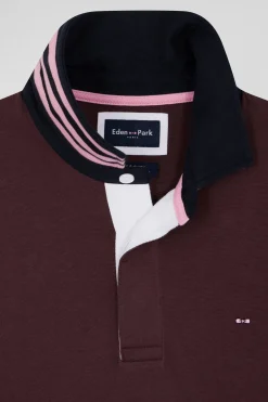 Maillot en coton bordeaux dessous de col cerclé coupe Regular