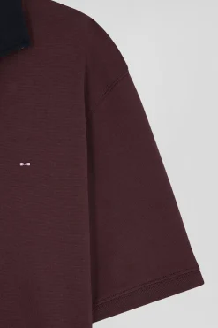 Maillot en coton bordeaux dessous de col cerclé coupe Regular