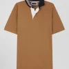 Maillot en coton camel col contrasté coupe Regular