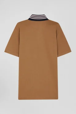 Maillot en coton camel col contrasté coupe Regular