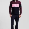 Maillot manches longues colorblock bordeaux en coton broderie dos coupe Regular