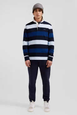 Maillot manches longues cerclé bleu marine coupe Regular