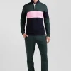 Maillot manches longues colorblock vert en coton broderie dos coupe Regular
