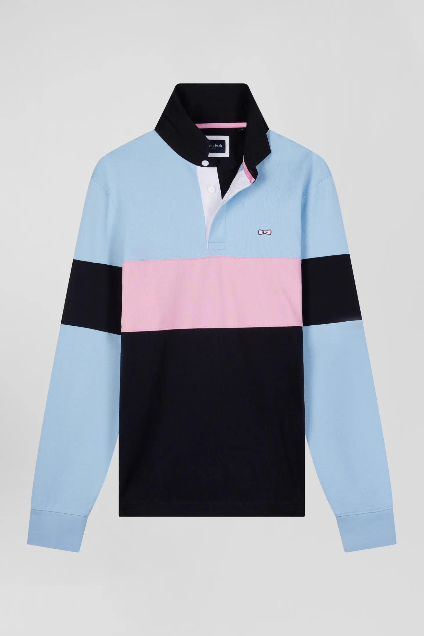 Maillot manches longues colorblock ciel en coton broderie dos Eden Park 10