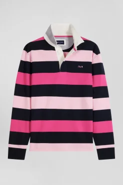 Maillot manches longues cerclé rose coupe Regular