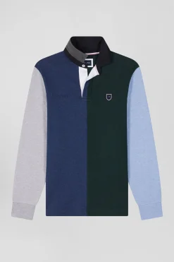 Maillot manches longues colorblock en coton vert coupe Regular