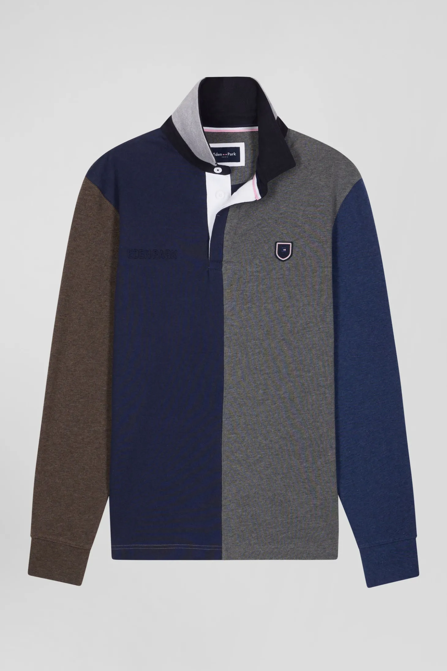 Maillot manches longues colorblock en coton gris coupe Regular