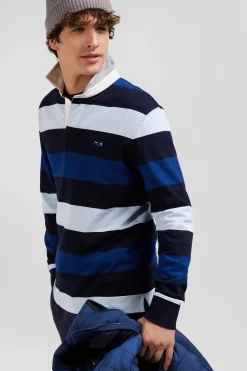 Maillot manches longues cerclé bleu marine coupe Regular