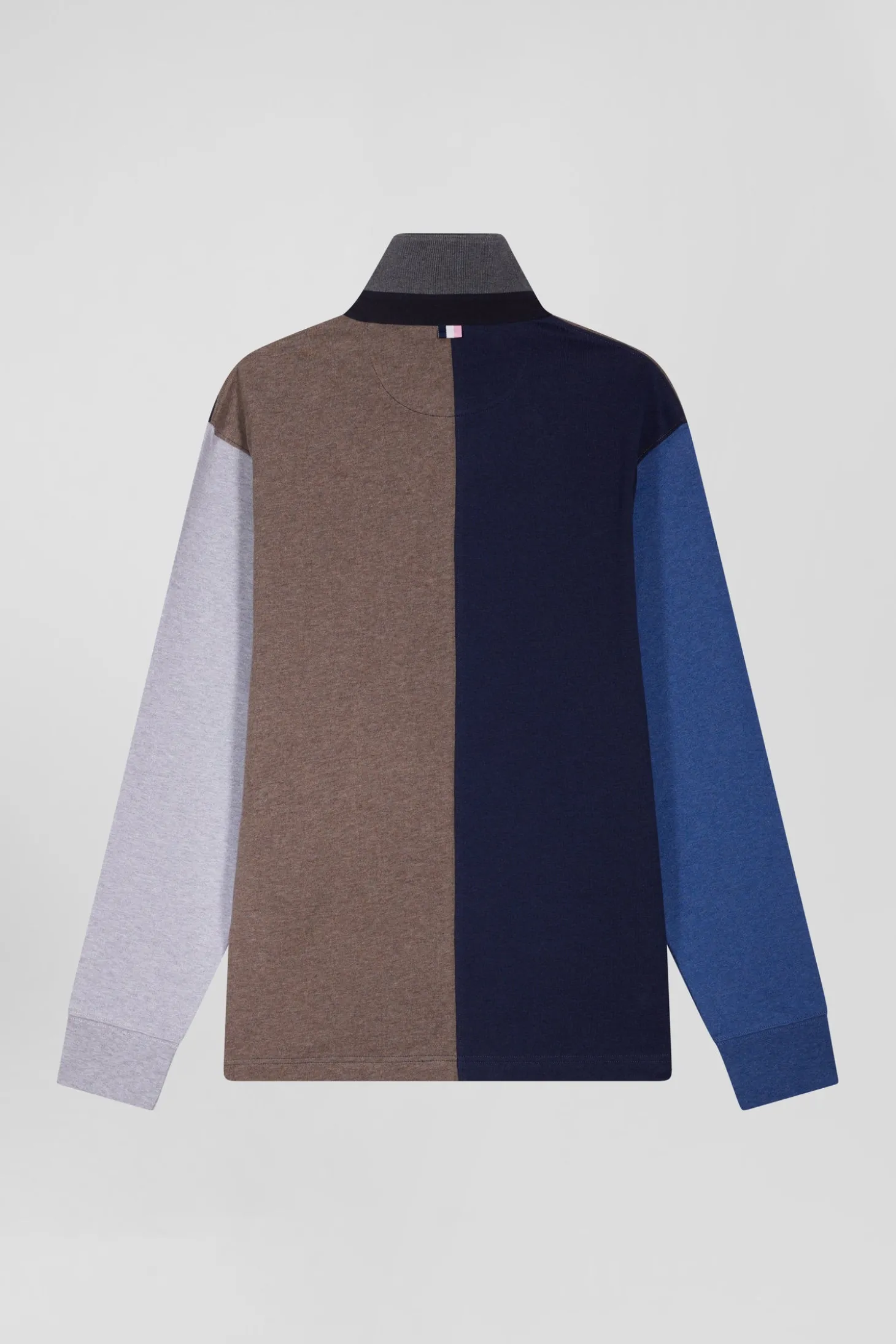 Maillot manches longues colorblock en coton bleu marine coupe Regular