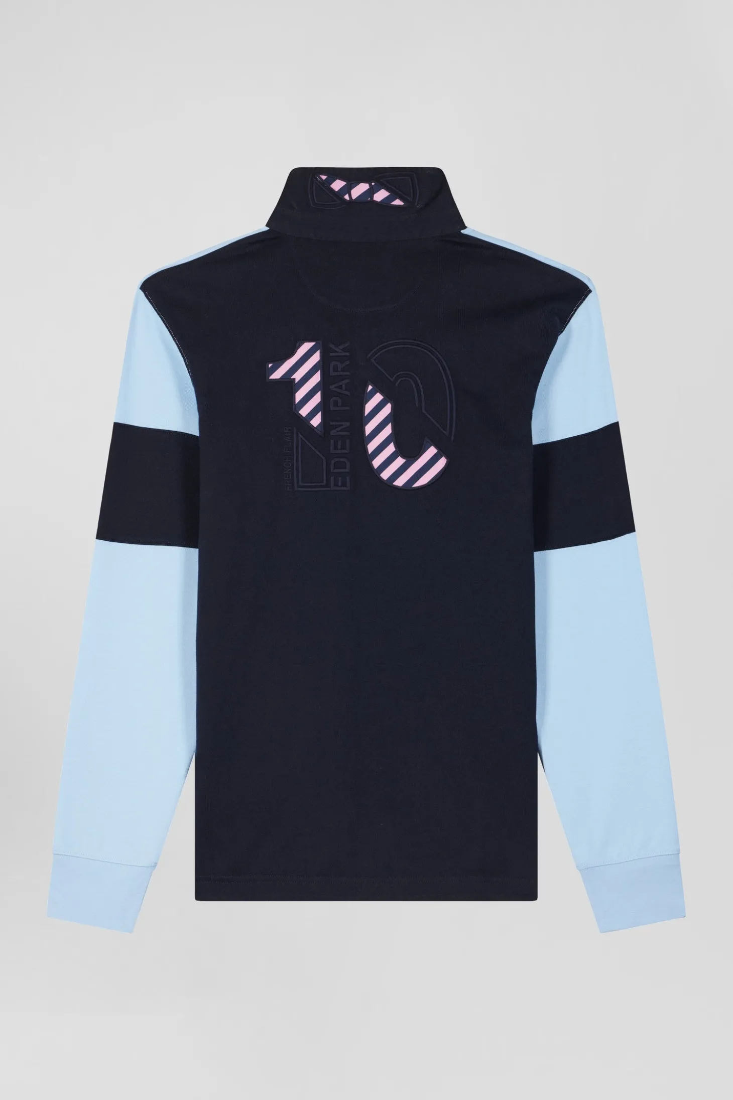 Maillot manches longues colorblock ciel en coton broderie dos Eden Park 10