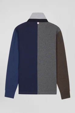 Maillot manches longues colorblock en coton gris coupe Regular