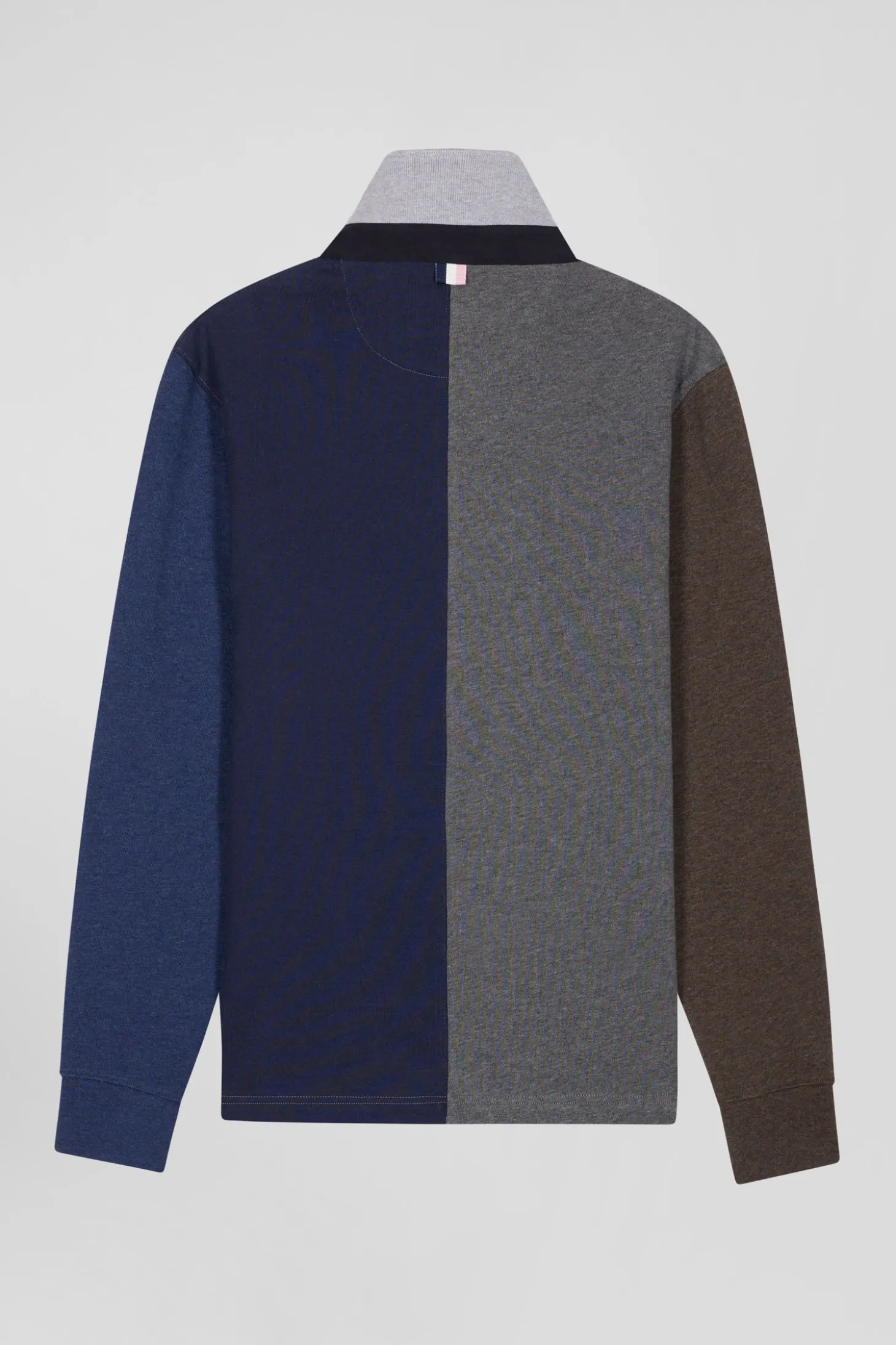 Maillot manches longues colorblock en coton gris coupe Regular