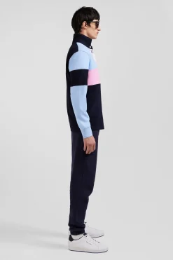 Maillot manches longues colorblock ciel en coton broderie dos Eden Park 10