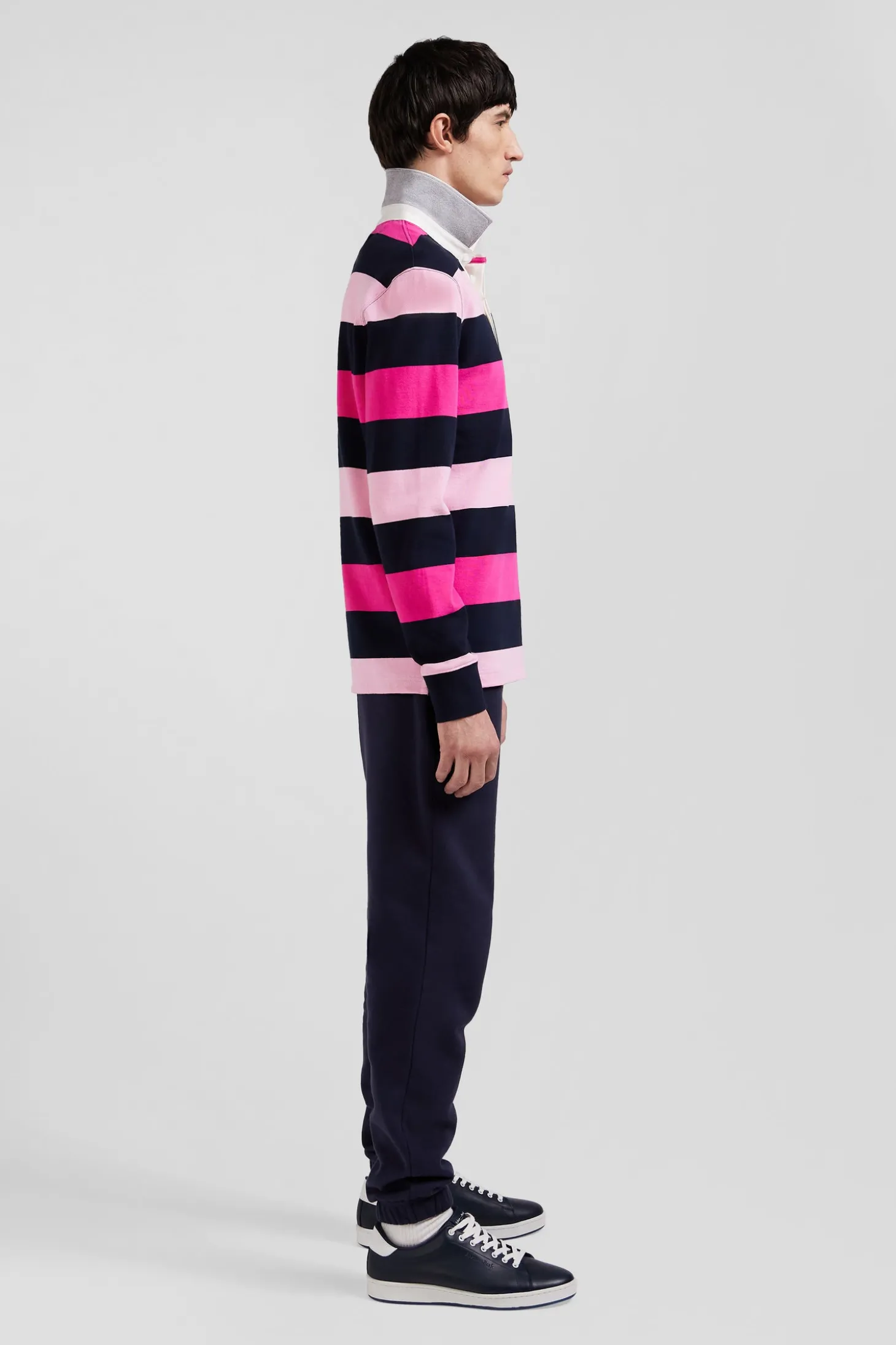 Maillot manches longues cerclé rose coupe Regular