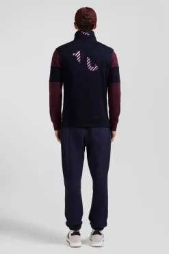 Maillot manches longues colorblock bordeaux en coton broderie dos coupe Regular
