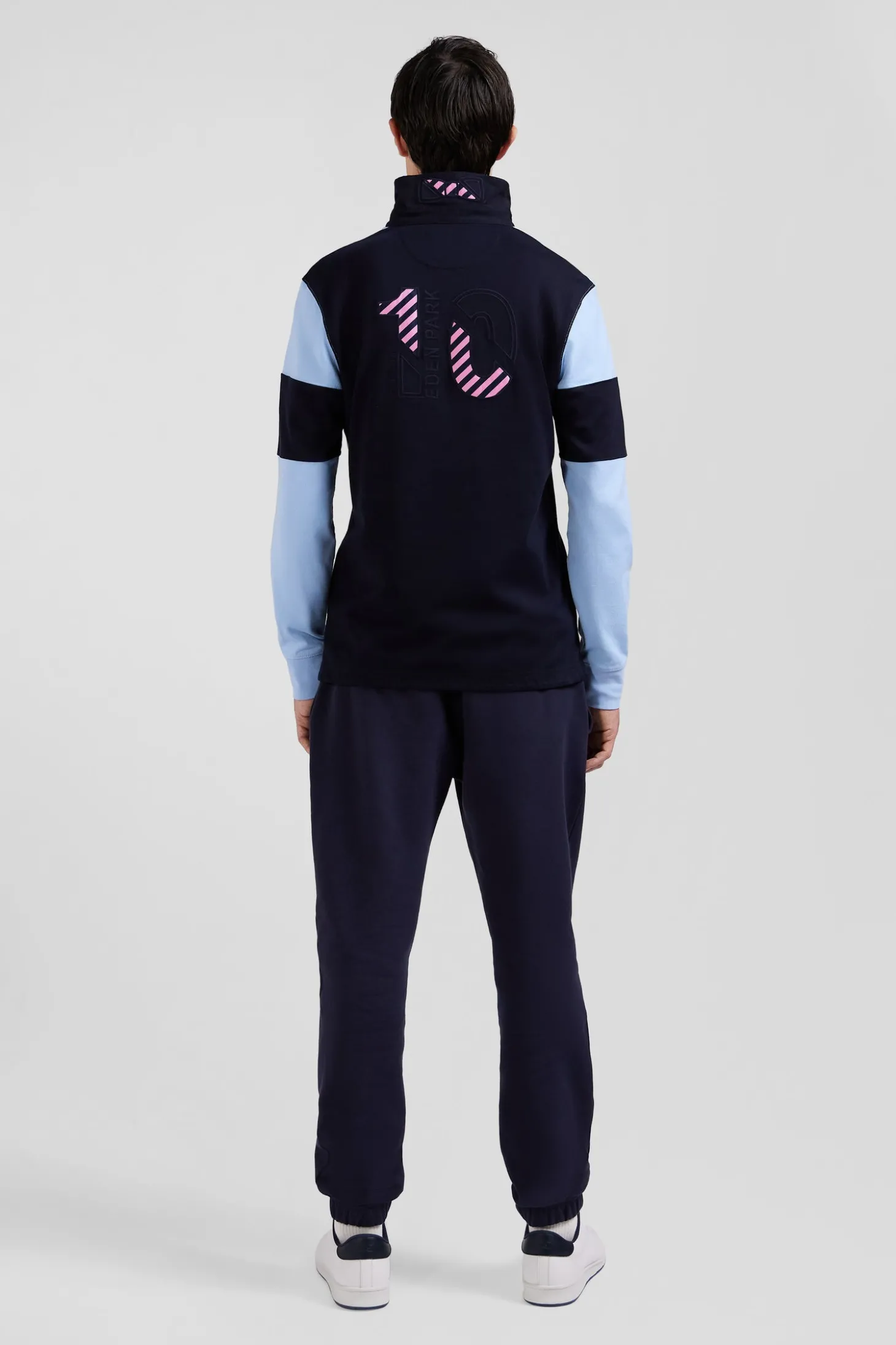 Maillot manches longues colorblock ciel en coton broderie dos Eden Park 10